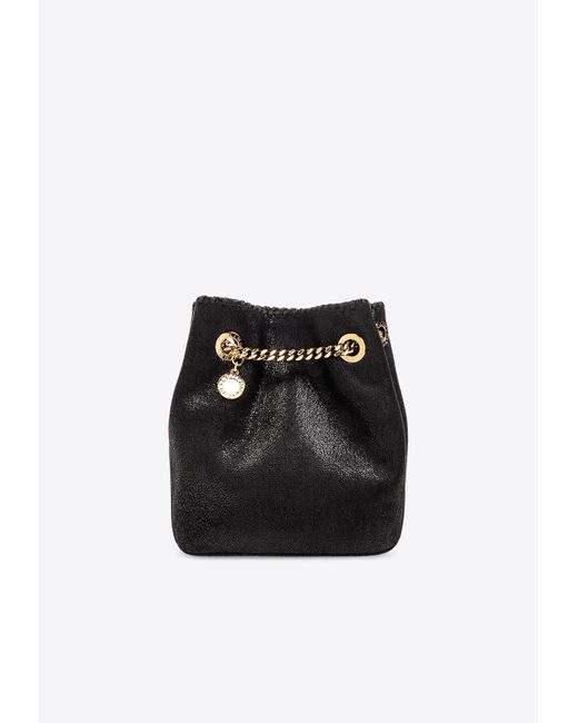 Stella McCartney Black Falabella Logo-Charm Bucket Bag