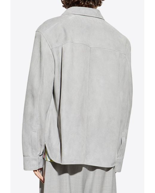 Loewe Gray Essential Suede Overshirt for men