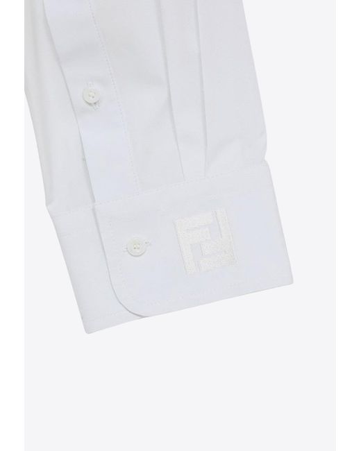 Fendi White Midi Belted Shirt Dress