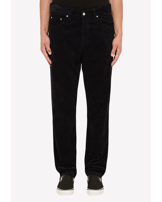 Carhartt WIP Black Velvet Cotton Pants for men