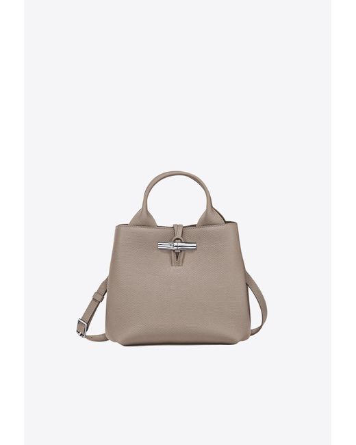 Longchamp White Small Le Roseau Top Handle Bag