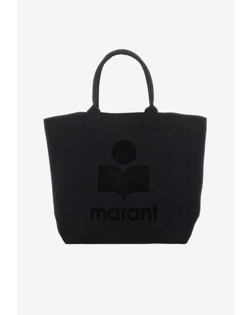 Isabel Marant Black Yenky Logo Embroidered Tote Bag