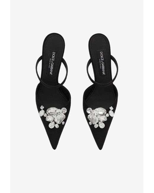 Dolce & Gabbana White 105 Crystal-Embellished Stiletto Mules
