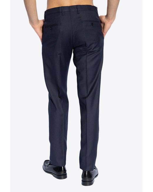 Dolce & Gabbana Blue Wool Tailored Pants for men