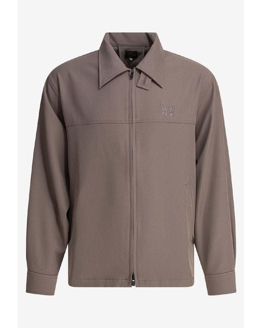 Needles Brown Sport Zipped Overshirt for men