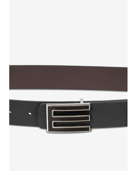 Etro White Reversible Grained Leather Belt for men