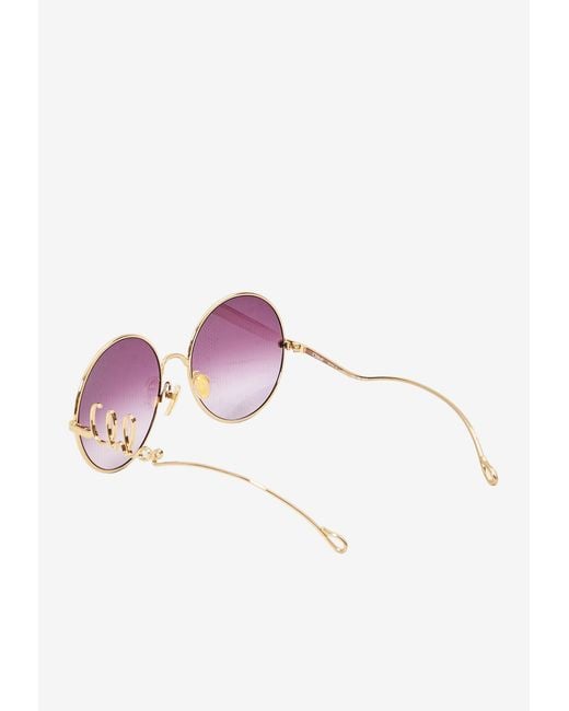 Chloé Pink 60S Round Sunglasses