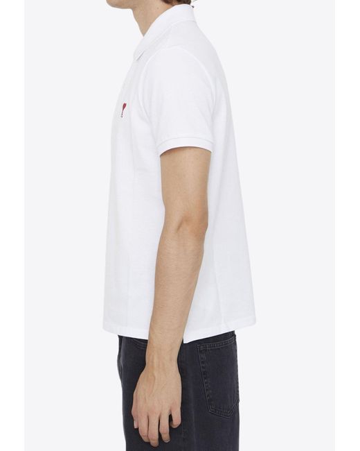AMI White Ami De Coeur Polo T-Shirt for men