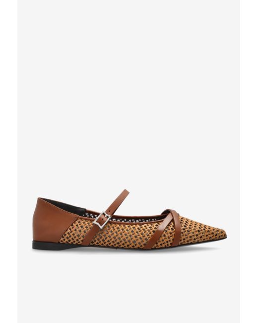 Max Mara White Woven Ballet Flats