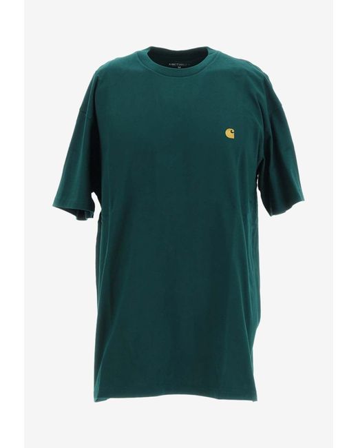Carhartt Green Chase Logo-Embroidered T-Shirt for men