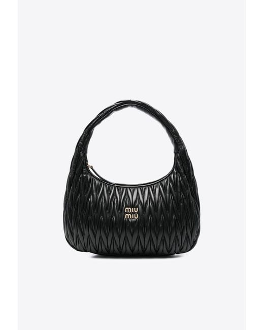 Miu Miu Black Medium Wander Quilted Leather Hobo Bag