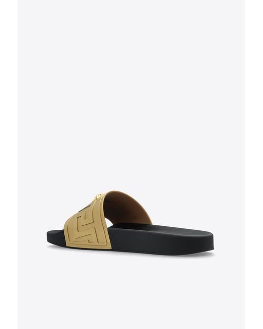 Versace White La Medusa Pool Sliders for men