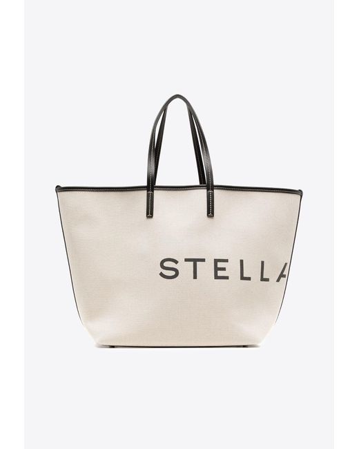 Stella McCartney Natural Logo Canvas Beach Tote Bag