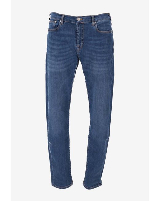 Paul Smith Blue Logo Patch Slim-Fit Jeans for men