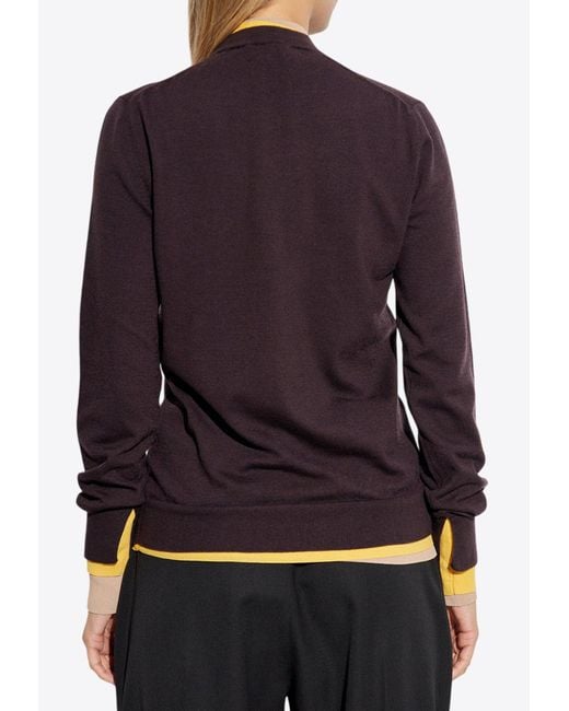 Fendi Black Layered-Trim Logo Sweater