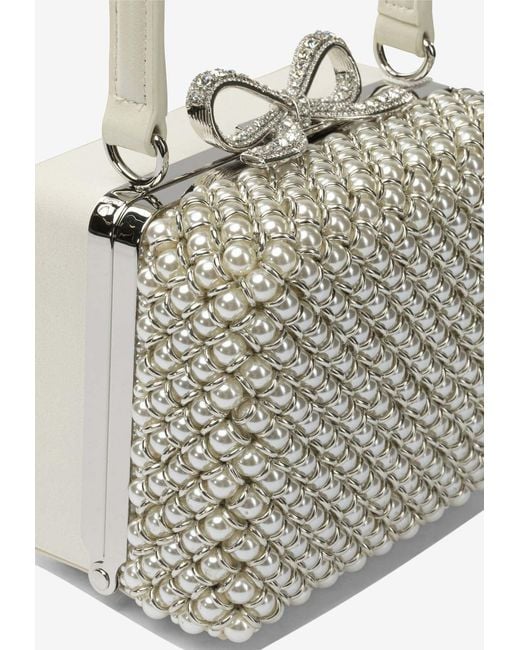 Self-Portrait White Mini Pearl-Embellished Handbag