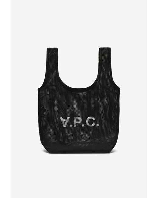 A.P.C. Black Logo Mesh Bag for men