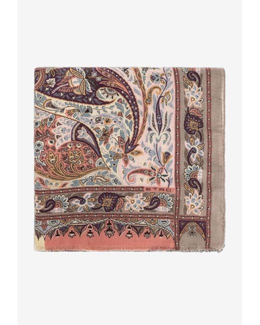 Etro Pink Floral Print Rectangular Scarf
