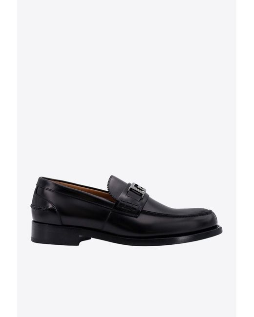 Versace Black Greca Patent Leather Loafers for men