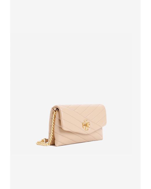 Tory Burch Kira Chevron Chain Crossbody Bag In Nappa Leather in Natural