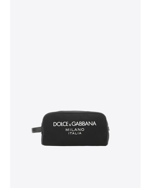 Dolce & Gabbana White Logo Print Toiletry Bag for men