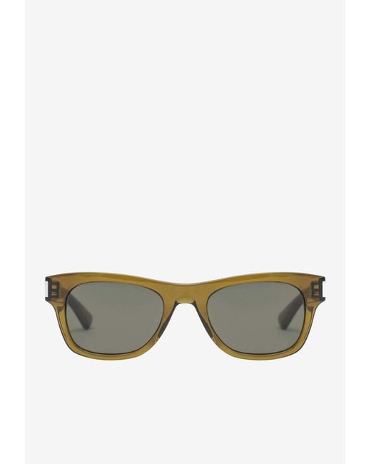Saint Laurent Gray Engraved Logo Rectangular Sunglasses