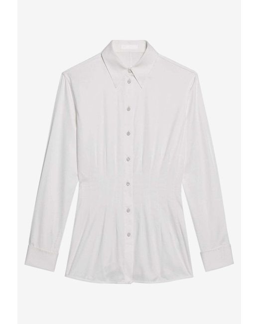 Helmut Lang White Waisted Dart Button-Up Shirt