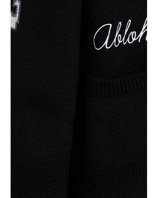 Off-White c/o Virgil Abloh Black Varsity Wool Knit Cardigan for men
