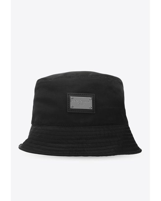 Dolce & Gabbana Black Logo Plaque Bucket Hat for men