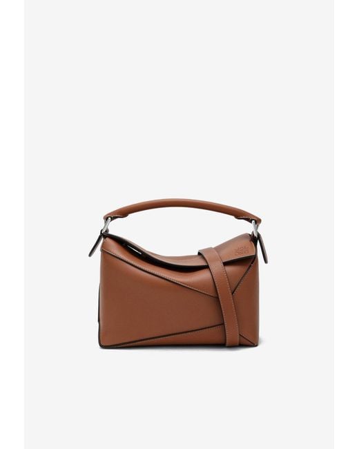 Loewe Brown Small Puzzle Calf Leather Top Handle Bag