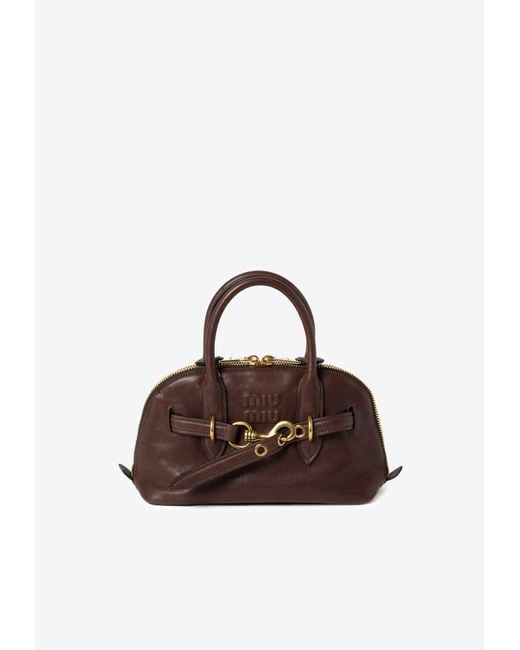 Miu Miu Brown Aventure Nappa Leather Top Handle Bag
