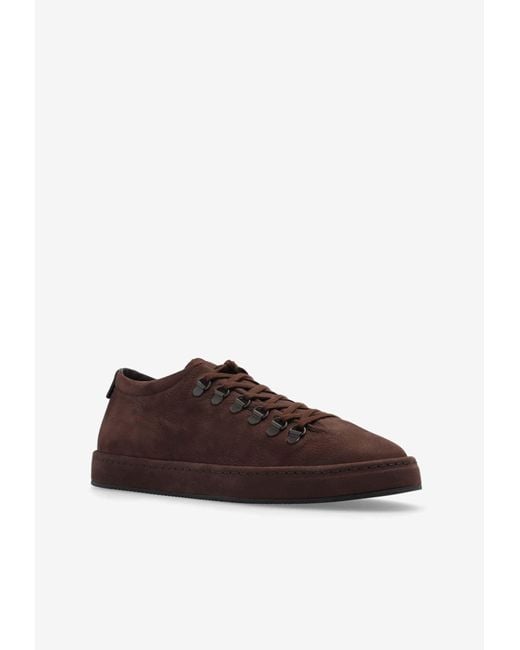 Giorgio Armani Logo-detailed Low-top Suede Sneakers in Brown for Men | Lyst