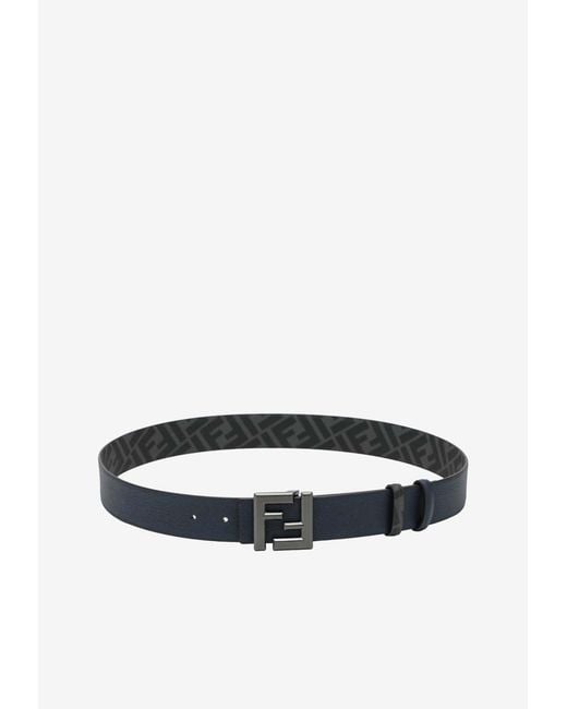 Fendi White Ff Canvas Reversible Belt for men