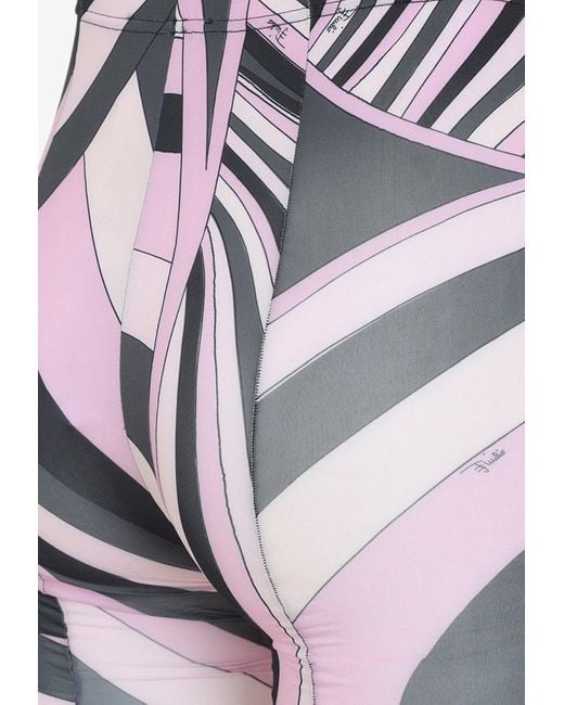 Emilio Pucci Blue High-Rise Printed Tights