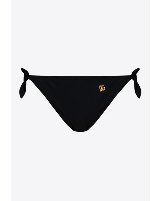 Dolce & Gabbana Black Dg Logo Side Tie Bikini Briefs