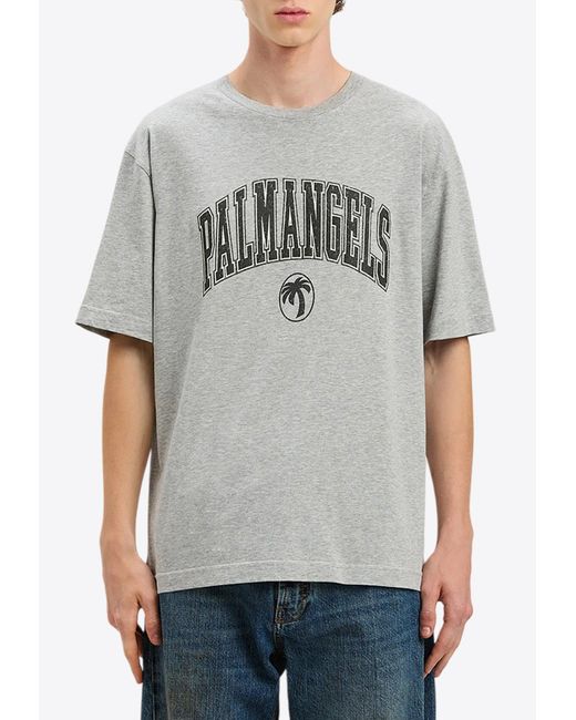 Palm Angels Gray College Logo T-Shirt for men