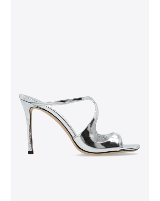 Jimmy Choo White Anise 95 Leather Mules