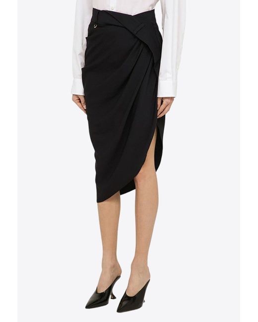 Jacquemus Black Saudade Draped Midi Skirt