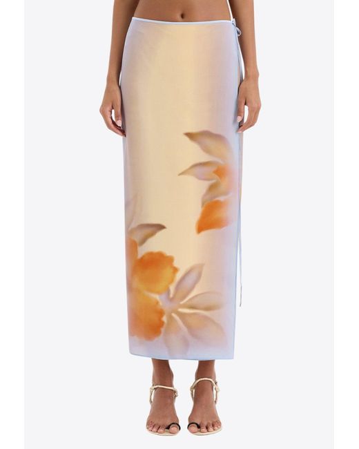 Sir Natural Serene Floral Print Midi Skirt