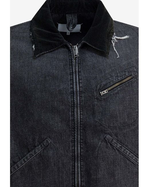 Maison Margiela Black Zip-Up Denim Jacket for men