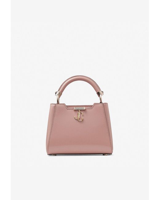 Jimmy Choo Leather Mini Varenne Top Handle Bag in Pink Lyst