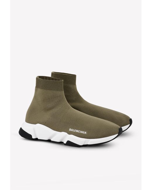 Balenciaga Synthetic Speed Sneakers In Stretch-knit in Khaki (Green) for  Men | Lyst