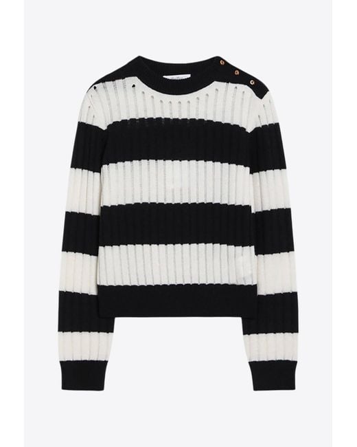 Max Mara Black Alfeo Striped Knitted Sweater