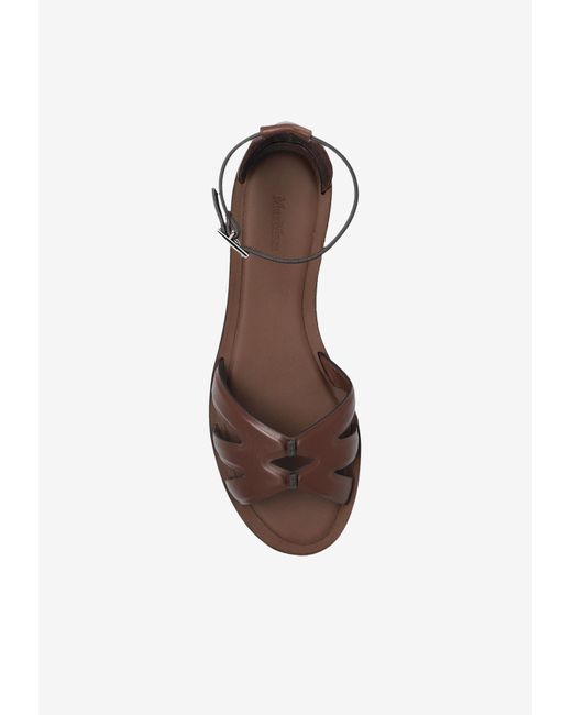 Max Mara White Cut-Out Leather Flat Sandals