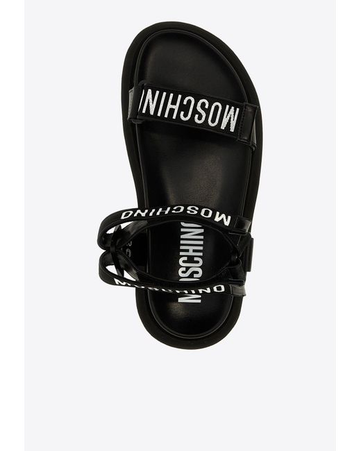 Moschino Black Logo Bands Flat Sandals for men