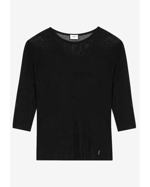 Saint Laurent Black Semi-Sheer Cassandre T-Shirt