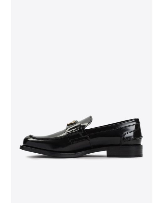 Prada Black Triangle Logo Loafers