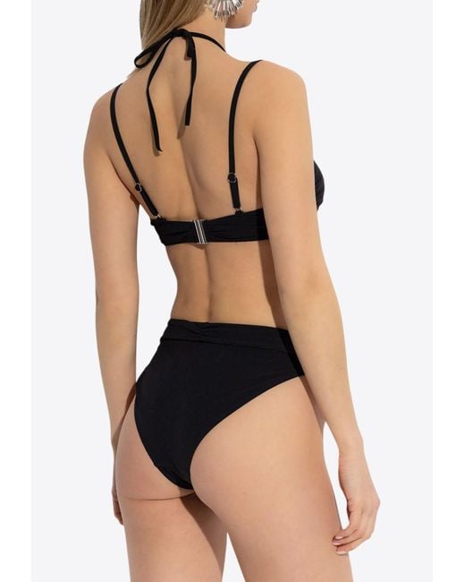 Isabel Marant Black Fatim Draped Bikini Bottom