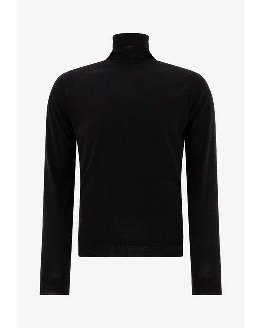 John Smedley Black Cherwell Turtleneck Sweater for men