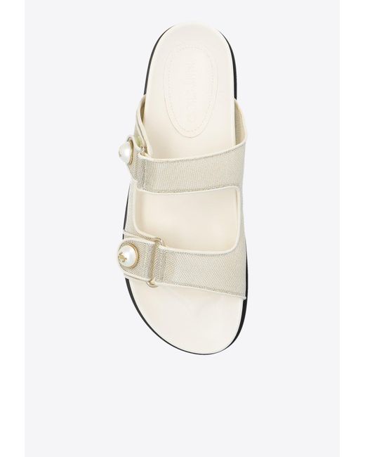 Jimmy Choo White Fayence Pearl Embellished Sandals